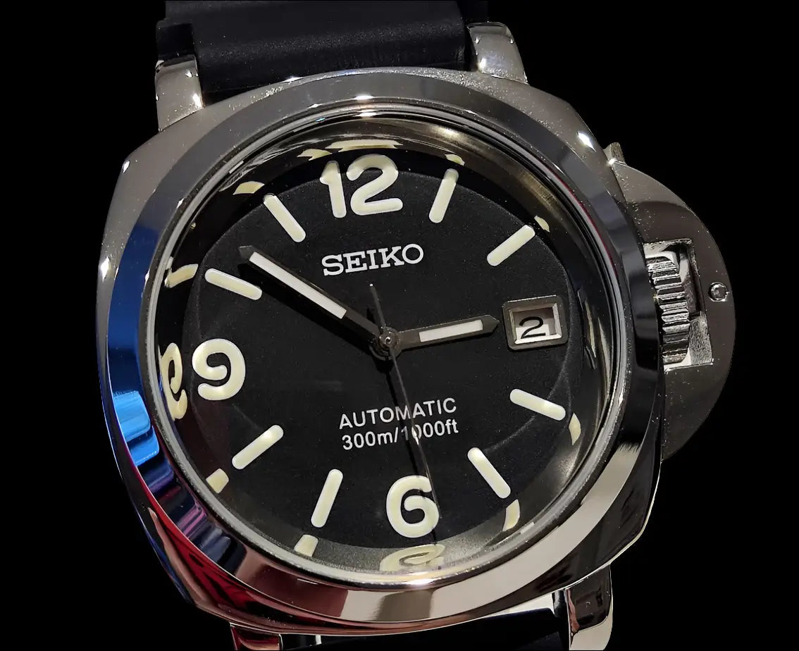 SEIKO MOD CUSTOM PANERAI LUMINOR BLACK WATCH - Wristwatch