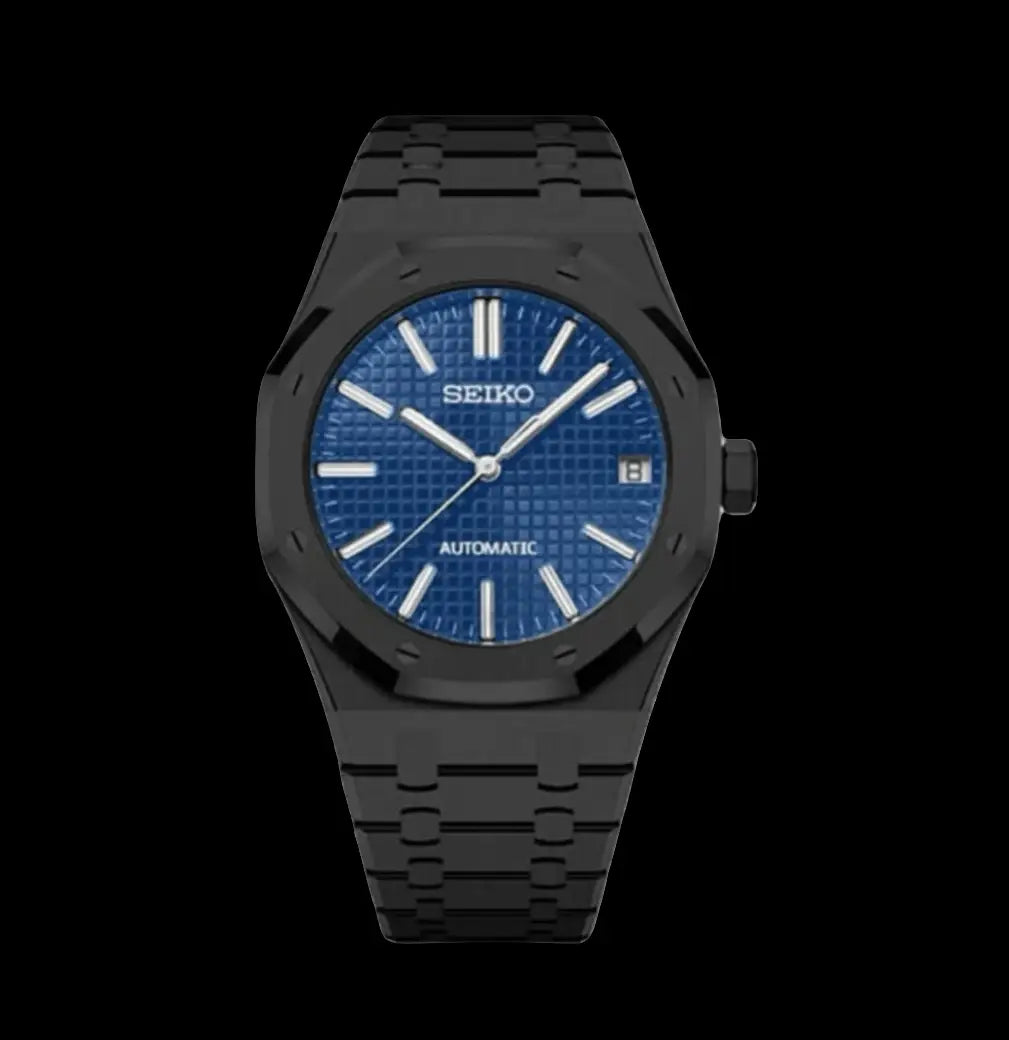 SEIKO MOD CUSTOM ROYAL OAK BLACK-BLUE WATCH - Wristwatch