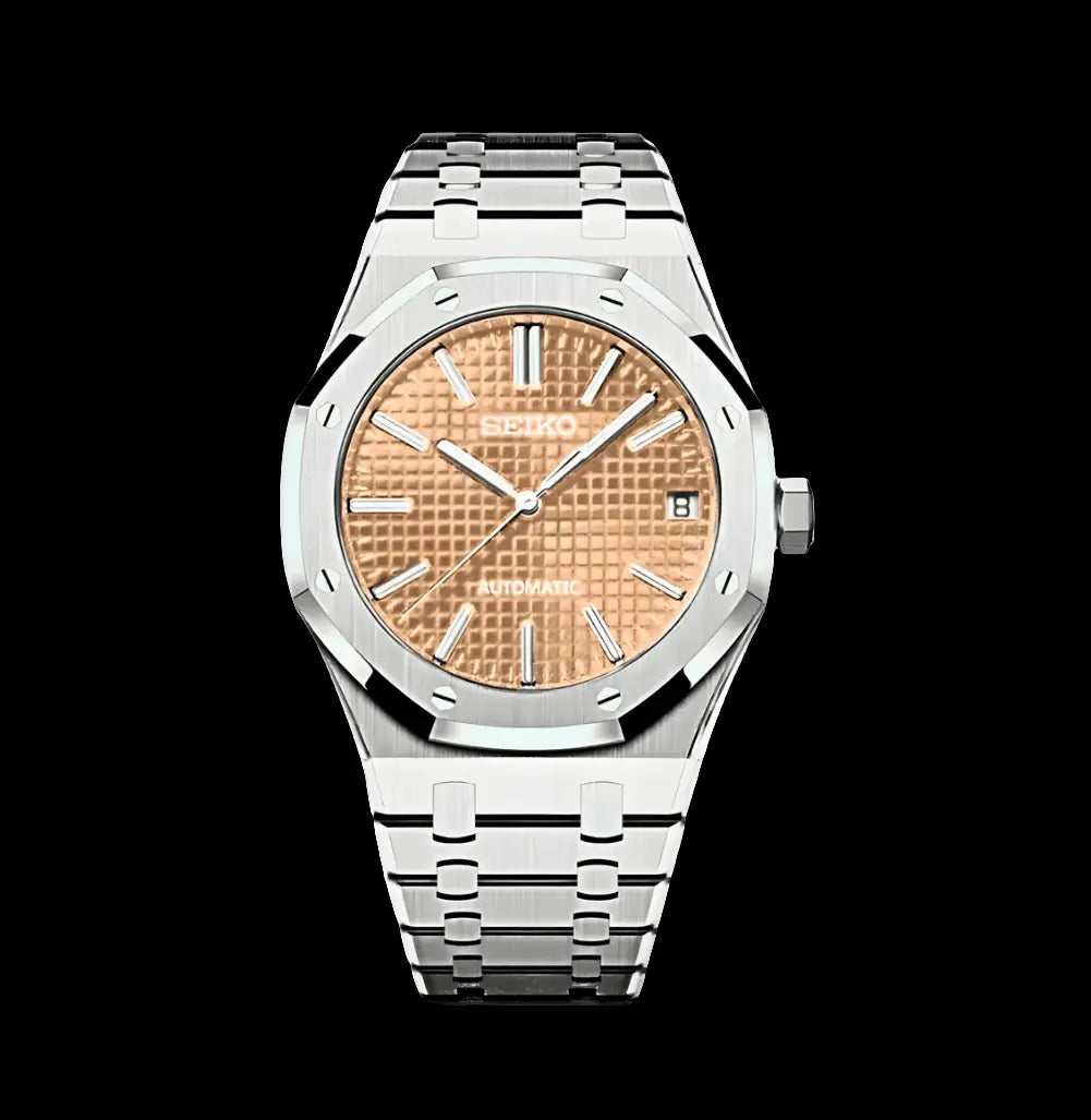 SEIKO MOD CUSTOM ROYAL OAK CHAMPAGNE ROSE WATCH - Wristwatch