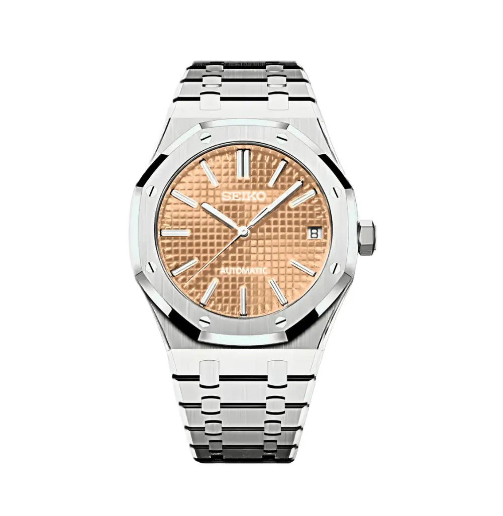 SEIKO MOD CUSTOM ROYAL OAK CHAMPAGNE ROSE WATCH - Wristwatch