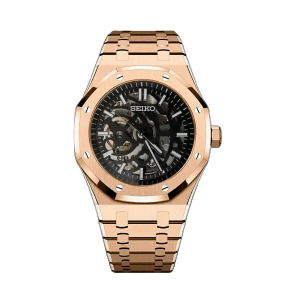SEIKO MOD CUSTOM ROYAL OAK SKELETON ROSE GOLD WATCH - Wristwatch