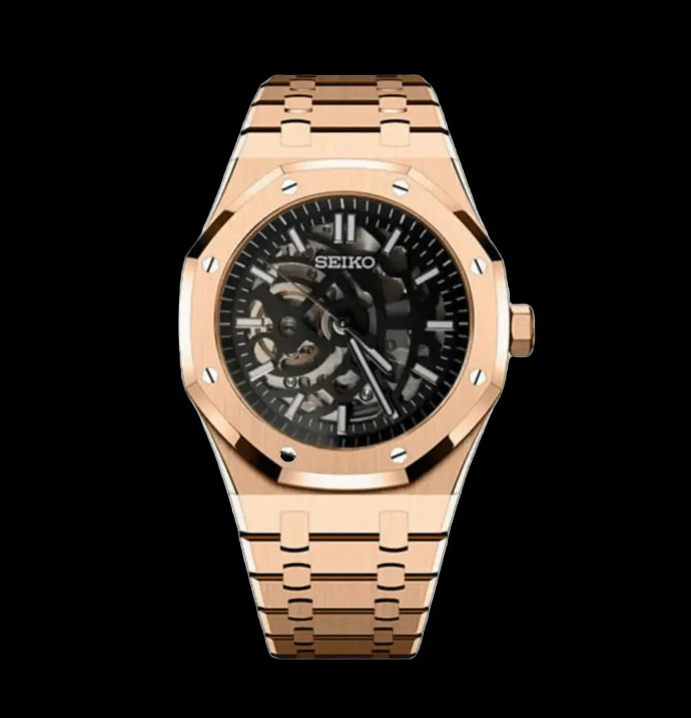 SEIKO MOD CUSTOM ROYAL OAK SKELETON ROSE GOLD WATCH - Wristwatch