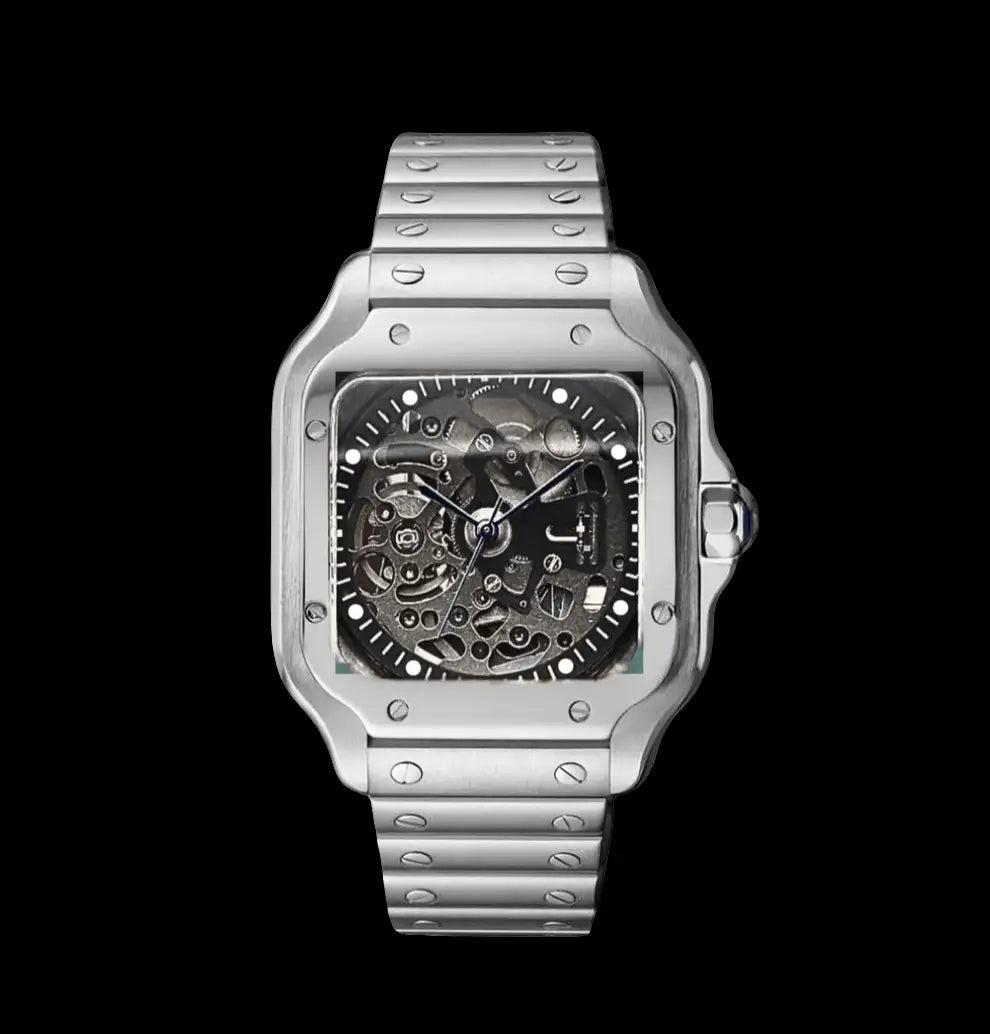 SEIKO MOD CUSTOM SANTOS SKELETON SILVER WATCH - Wristwatch