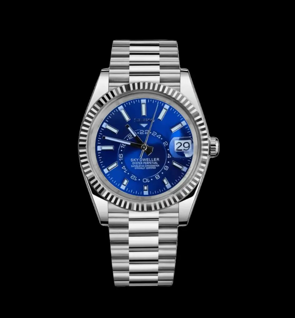 SEIKO MOD SKY DWELLER STEEL BLUE WATCH - Wristwatch