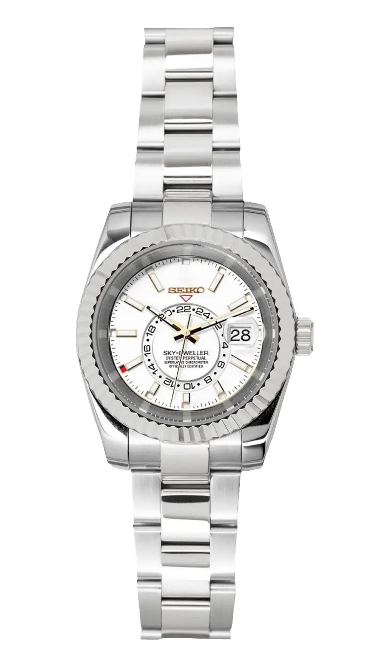 SEIKO MOD SKY DWELLER WHITE WATCH - Wristwatch