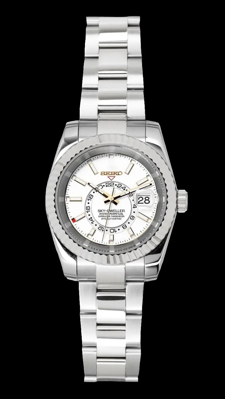 SEIKO MOD SKY DWELLER WHITE WATCH - Wristwatch