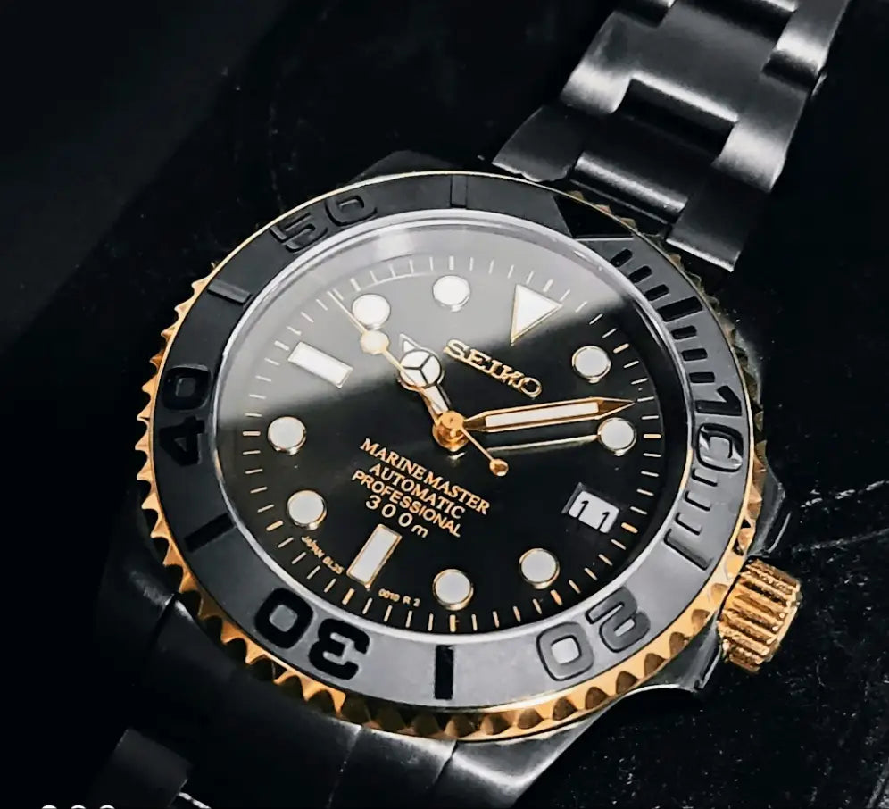 SEIKO MOD CUSTOM YACHT MASTER BLACK - GOLD WATCH - Wristwatch