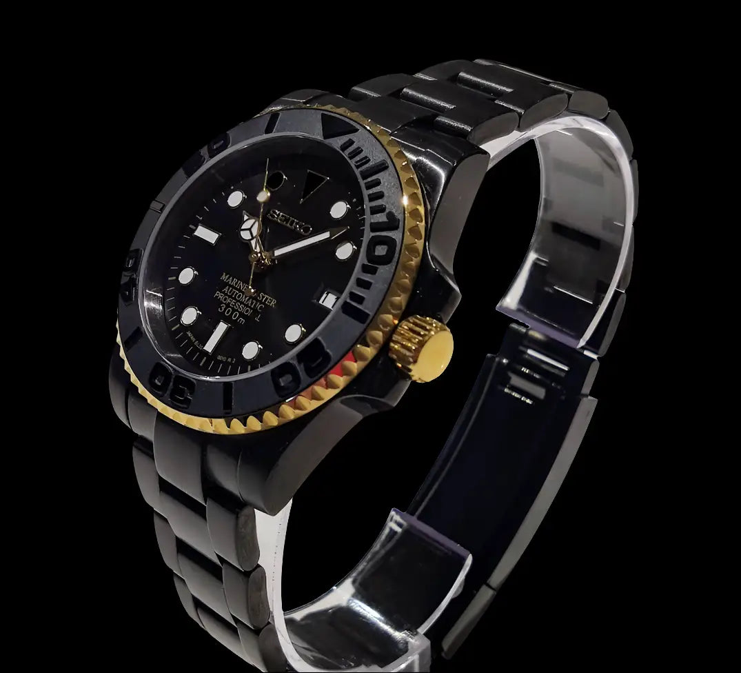 SEIKO MOD CUSTOM YACHT MASTER BLACK - GOLD WATCH - Wristwatch