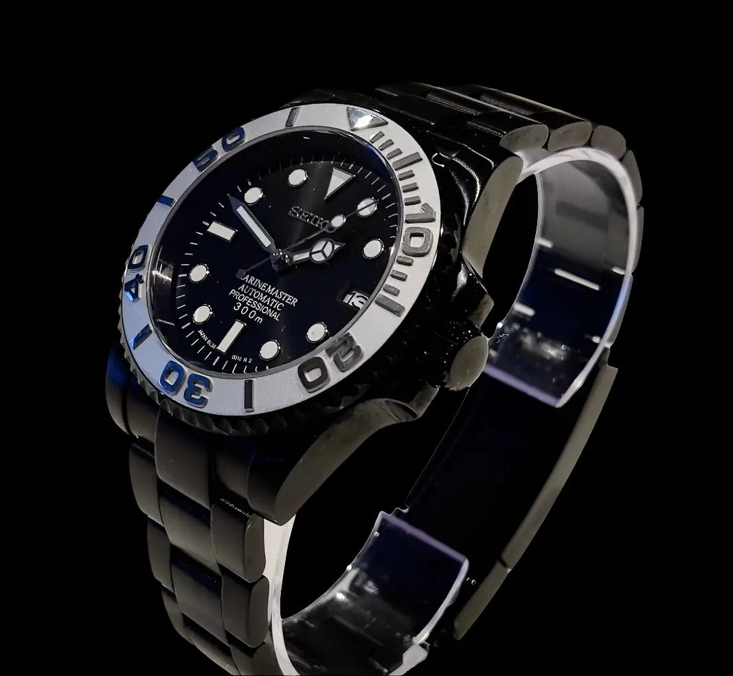 SEIKO MOD CUSTOM YACHT MASTER SILVER BEZEL WATCH - Wristwatch