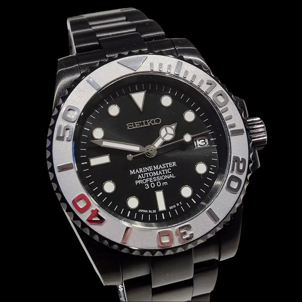 SEIKO MOD CUSTOM YACHT MASTER SILVER BEZEL WATCH - Wristwatch