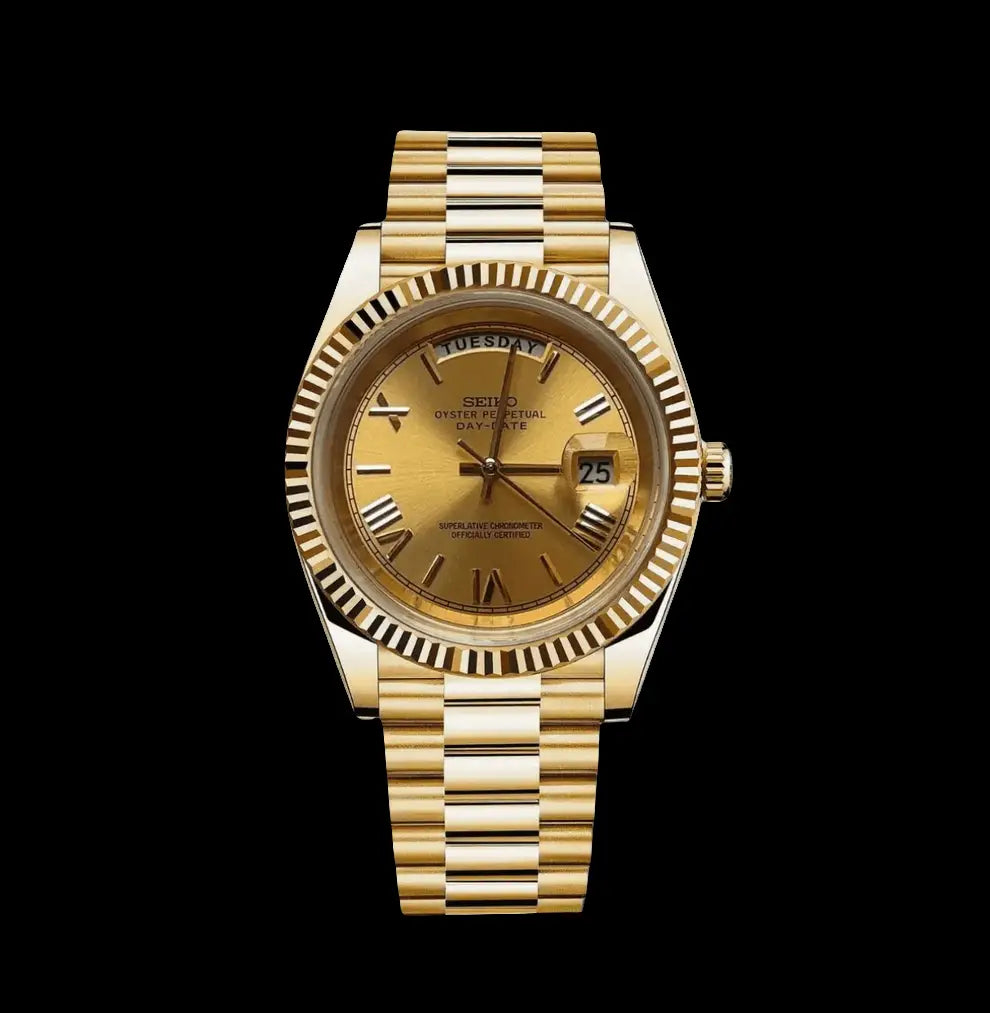 SEIKO MOD DAY DATE FULL GOLD WATCH - Wristwatch