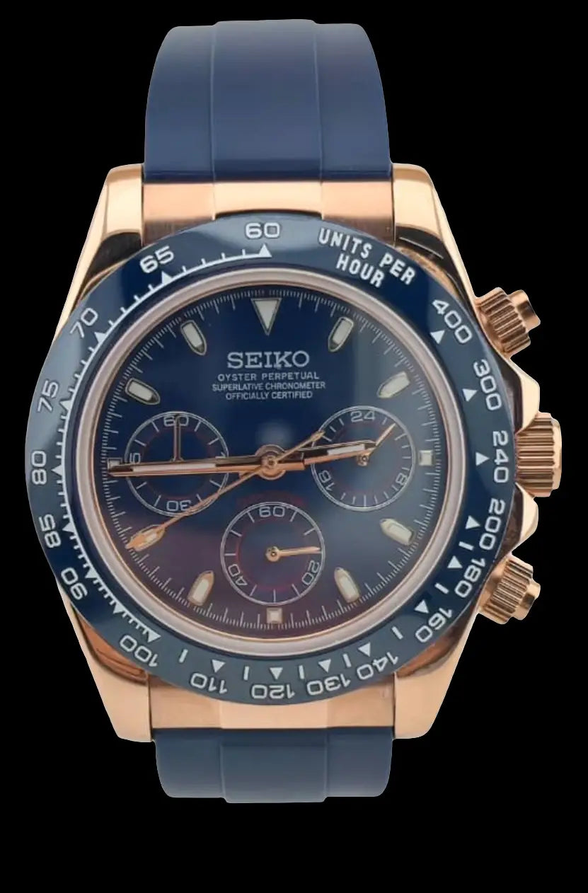 SEIKO MOD DAYTONA BLUE ROSE WATCH - Wristwatch