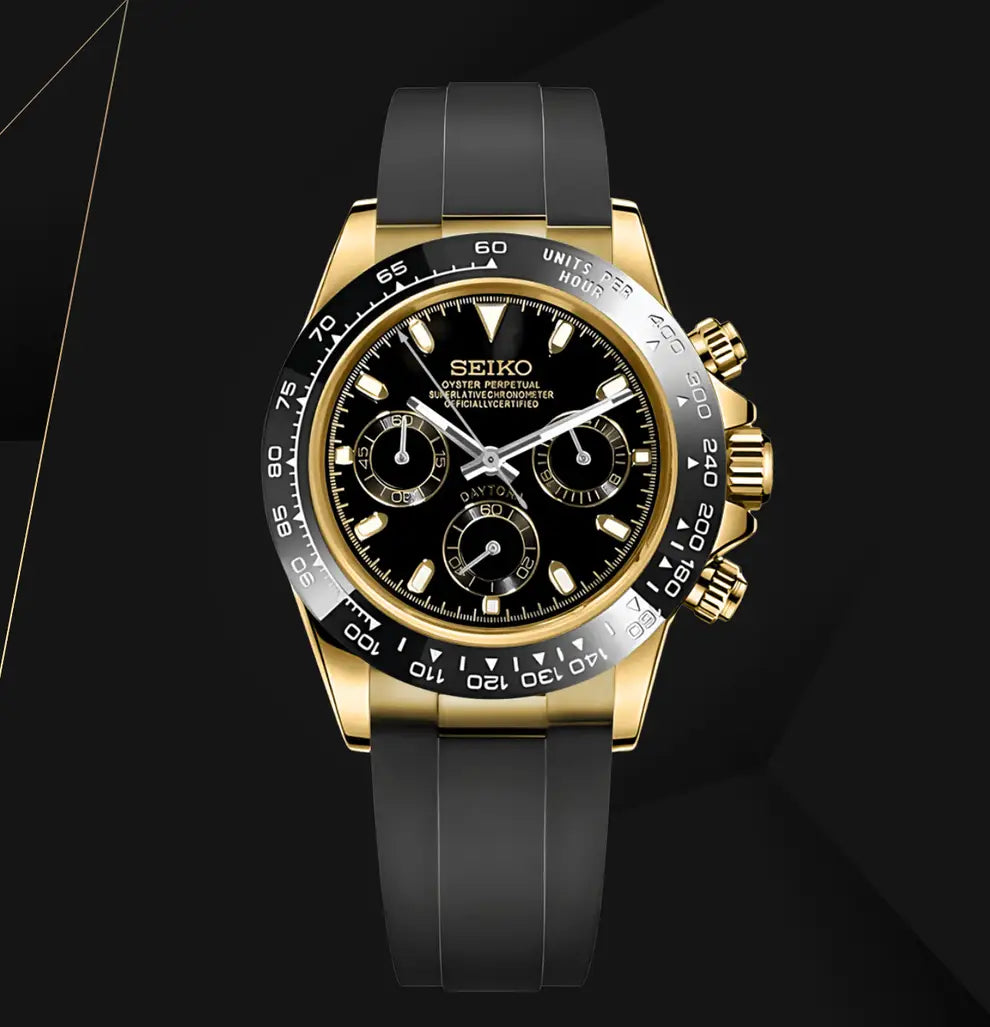 SEIKO MOD DAYTONA OYSTERFLEX BLACK - GOLD WATCH - Wristwatch