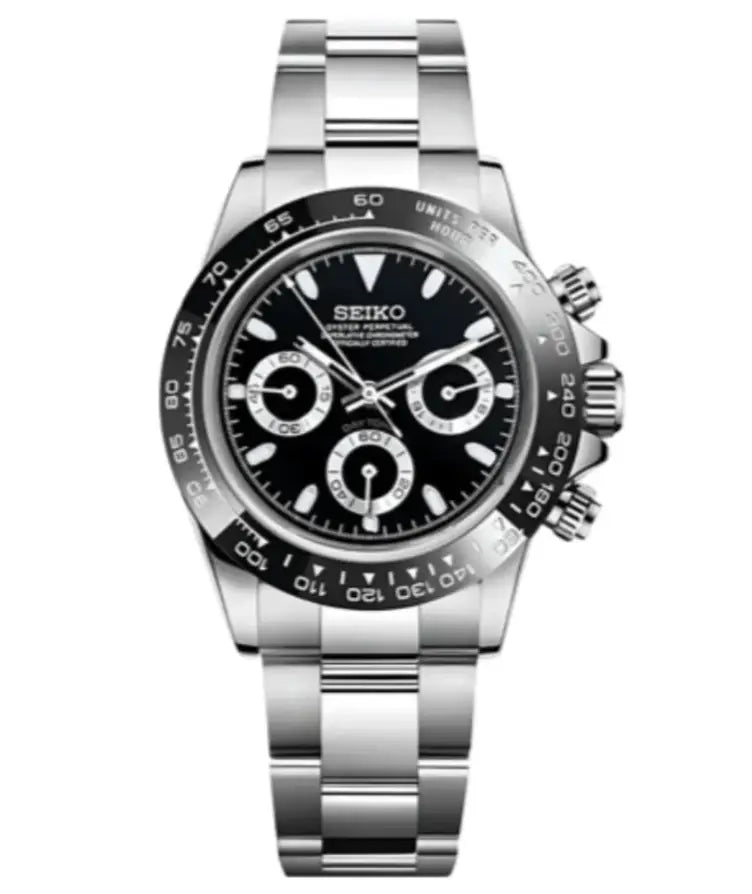 SEIKO MOD DAYTONA PANDA BLACK WATCH - Wristwatch