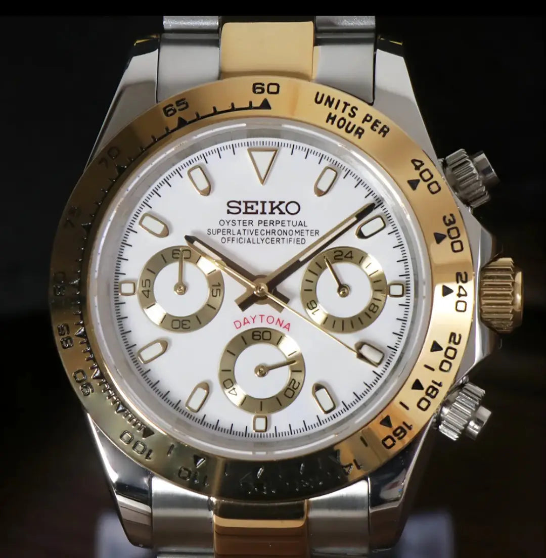 SEIKO MOD DAYTONA TWO TONE GOLD WATCH - Wristwatch