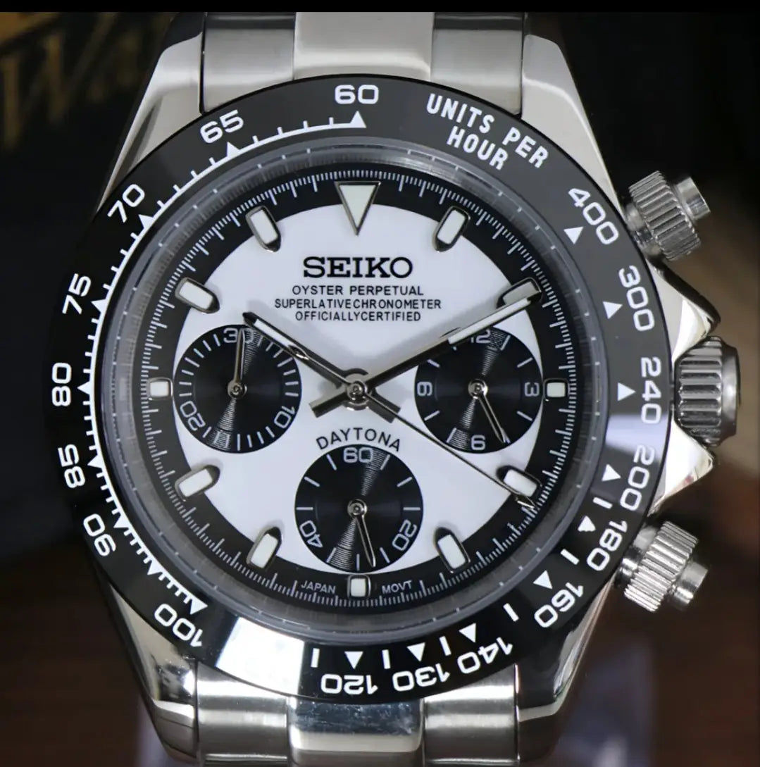 SEIKO MOD DAYTONA WHITE CERAMIC WATCH - Wristwatch