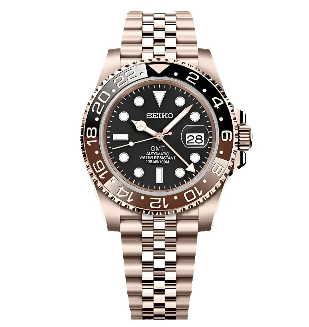 Seiko Mod Gmt Root Beer Watch Wristwatch