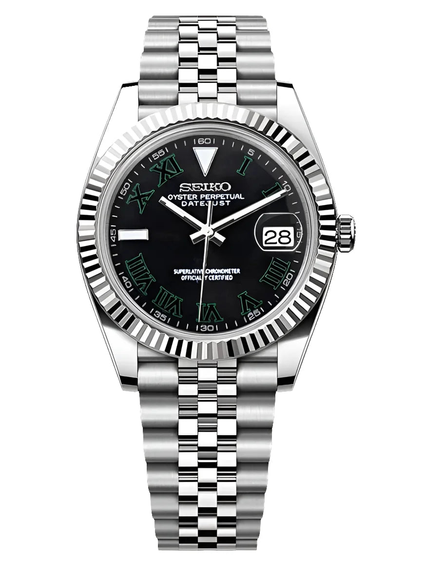 Seiko Mod Ladies Datejust Black Wimbledon Watch Wristwatch