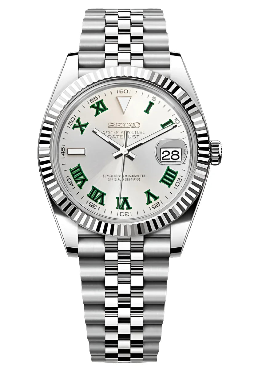 Seiko Mod Ladies Datejust Silver Wimbledon Watch Wristwatch