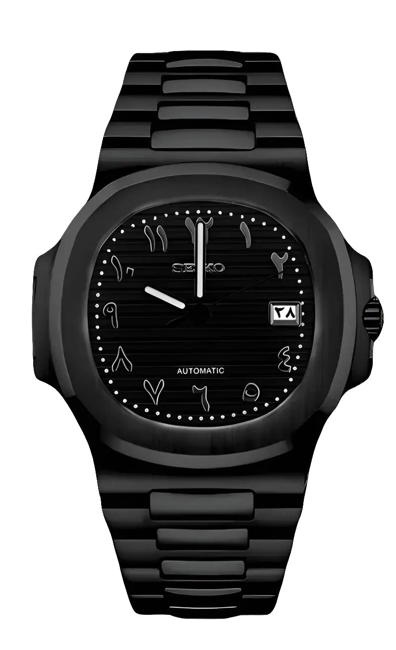 SEIKO MOD NAUTILUS BLACK ARABIC WATCH - Wristwatch
