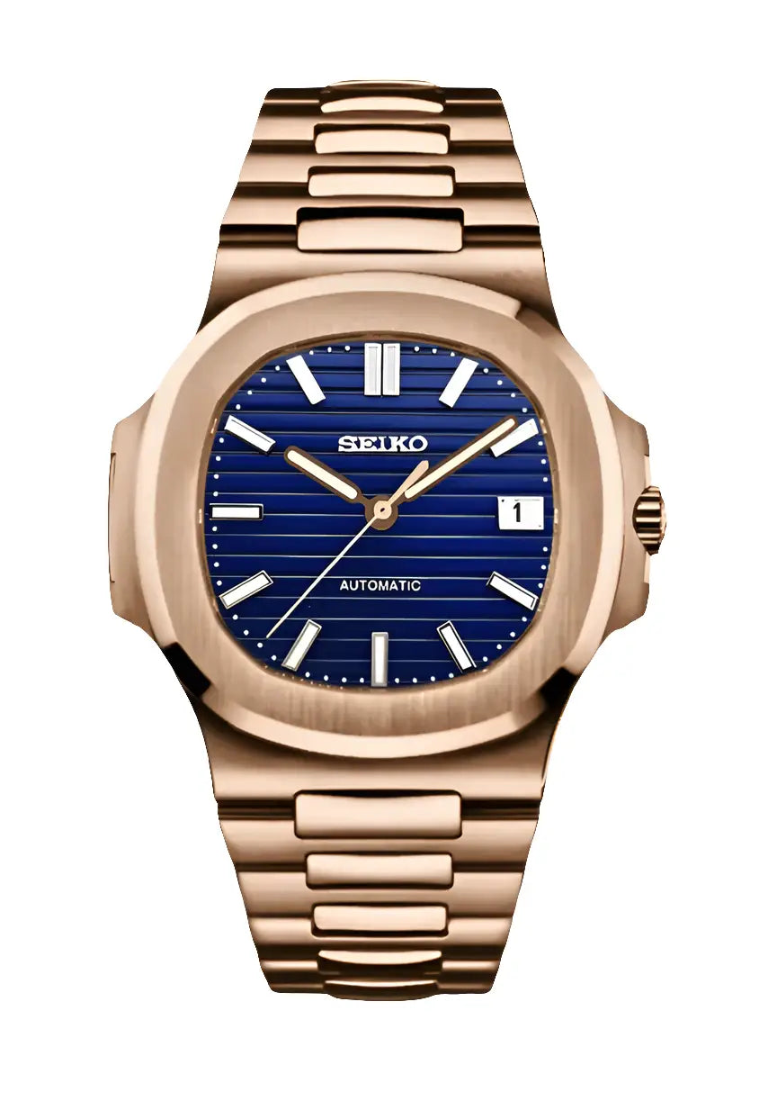 SEIKO MOD NAUTILUS BLUE ROSE WATCH - Wristwatch