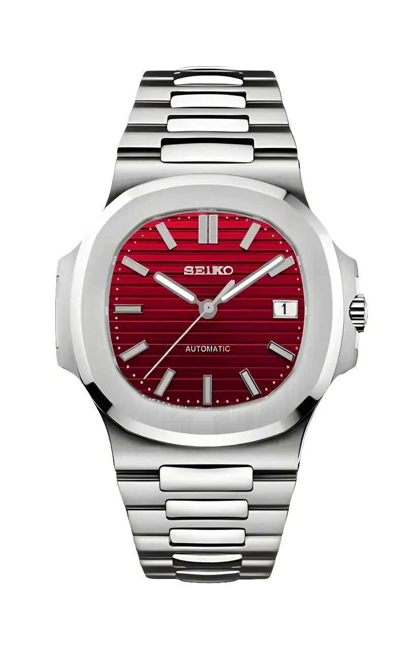 SEIKO MOD NAUTILUS RED VELVET WATCH - Wristwatch