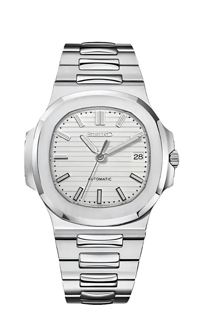 SEIKO MOD NAUTILUS SILVER WATCH - Wristwatch