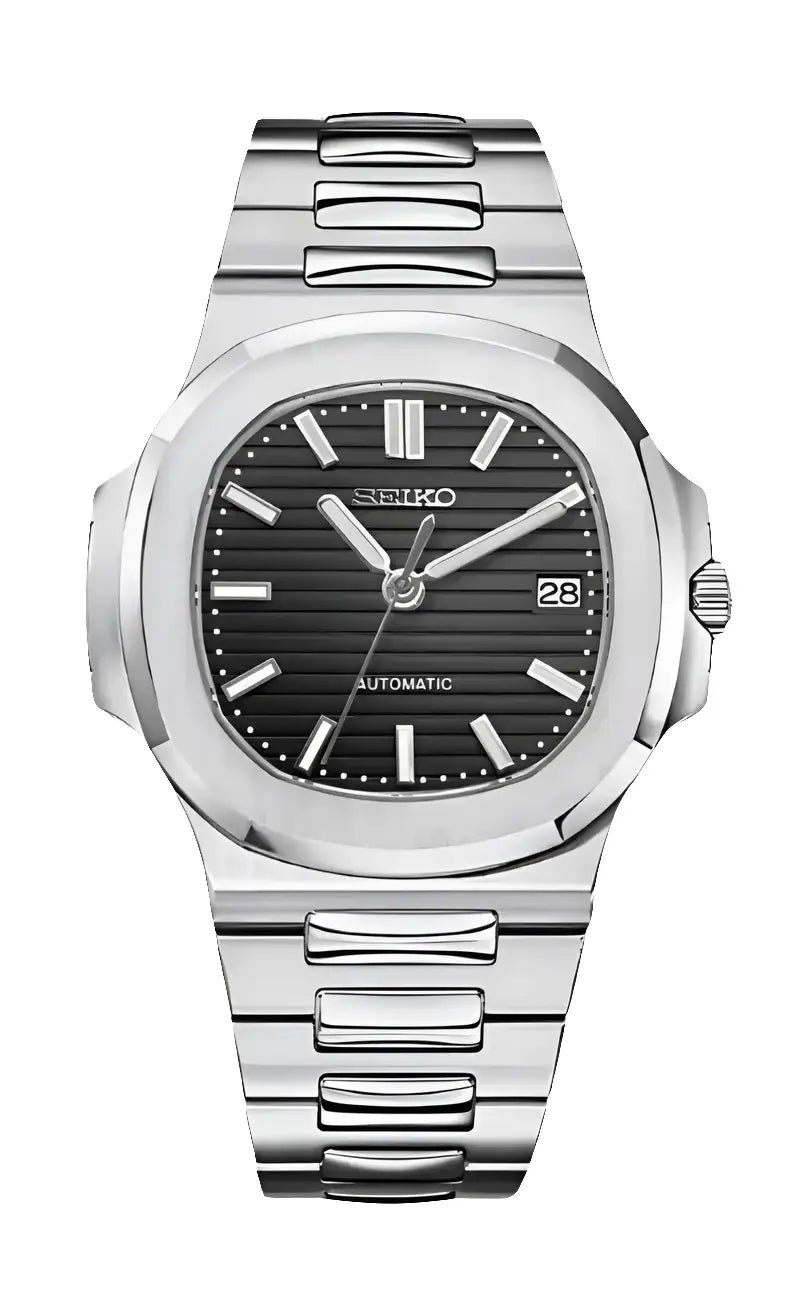 SEIKO MOD NAUTILUS SILVER WATCH - Wristwatch