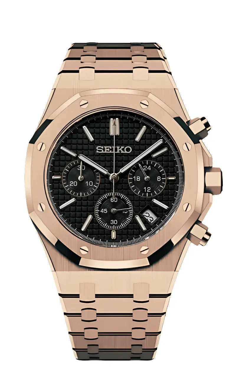 SEIKO MOD ROYAL OAK CHRONO ROSE GOLD WATCH - Wristwatch