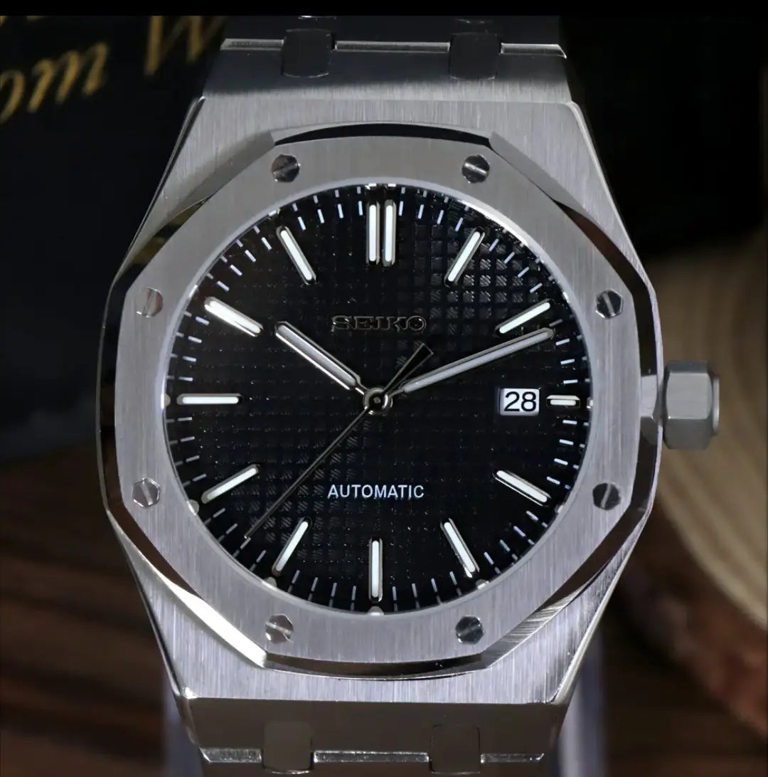 SEIKO MOD ROYAL OAK CLASSIC BLACK WATCH - Wristwatch
