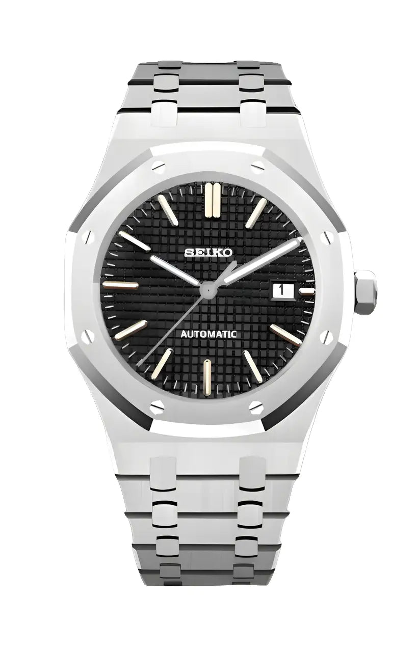 SEIKO MOD ROYAL OAK CLASSIC BLACK WATCH - Wristwatch