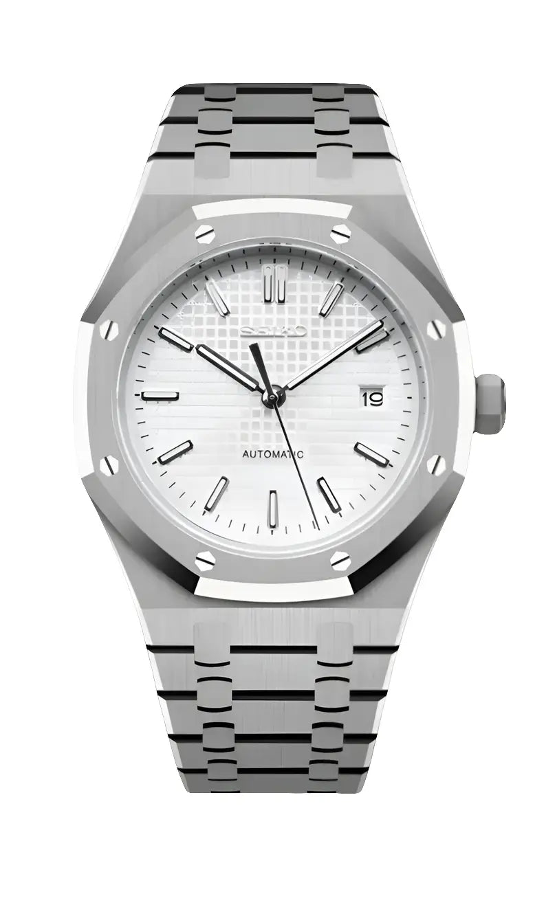 SEIKO MOD ROYAL OAK CLASSIC WHITE WATCH - Wristwatch
