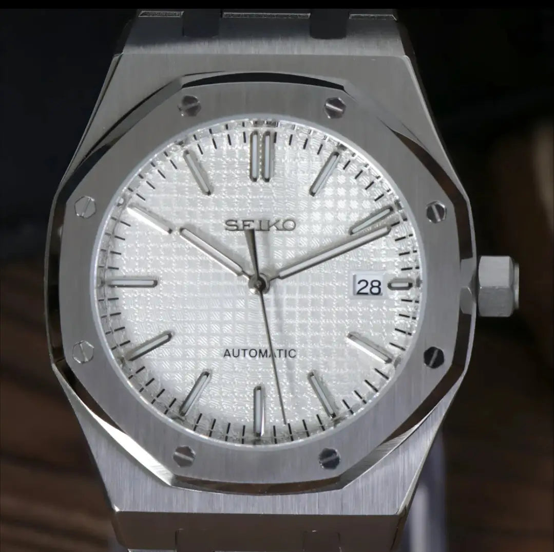 SEIKO MOD ROYAL OAK CLASSIC WHITE WATCH - Wristwatch
