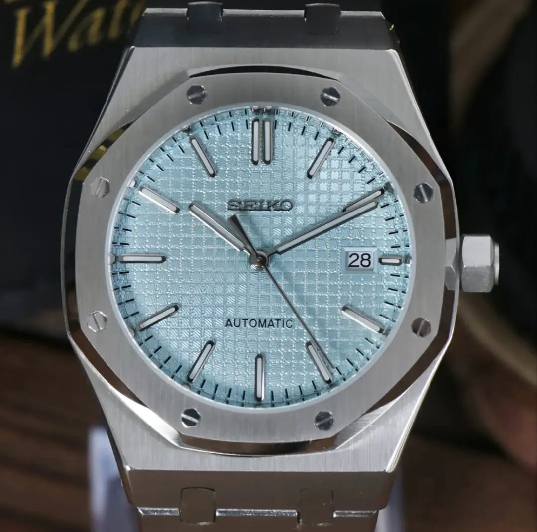 SEIKO MOD ROYAL OAK ICE BLUE WATCH - Wristwatch