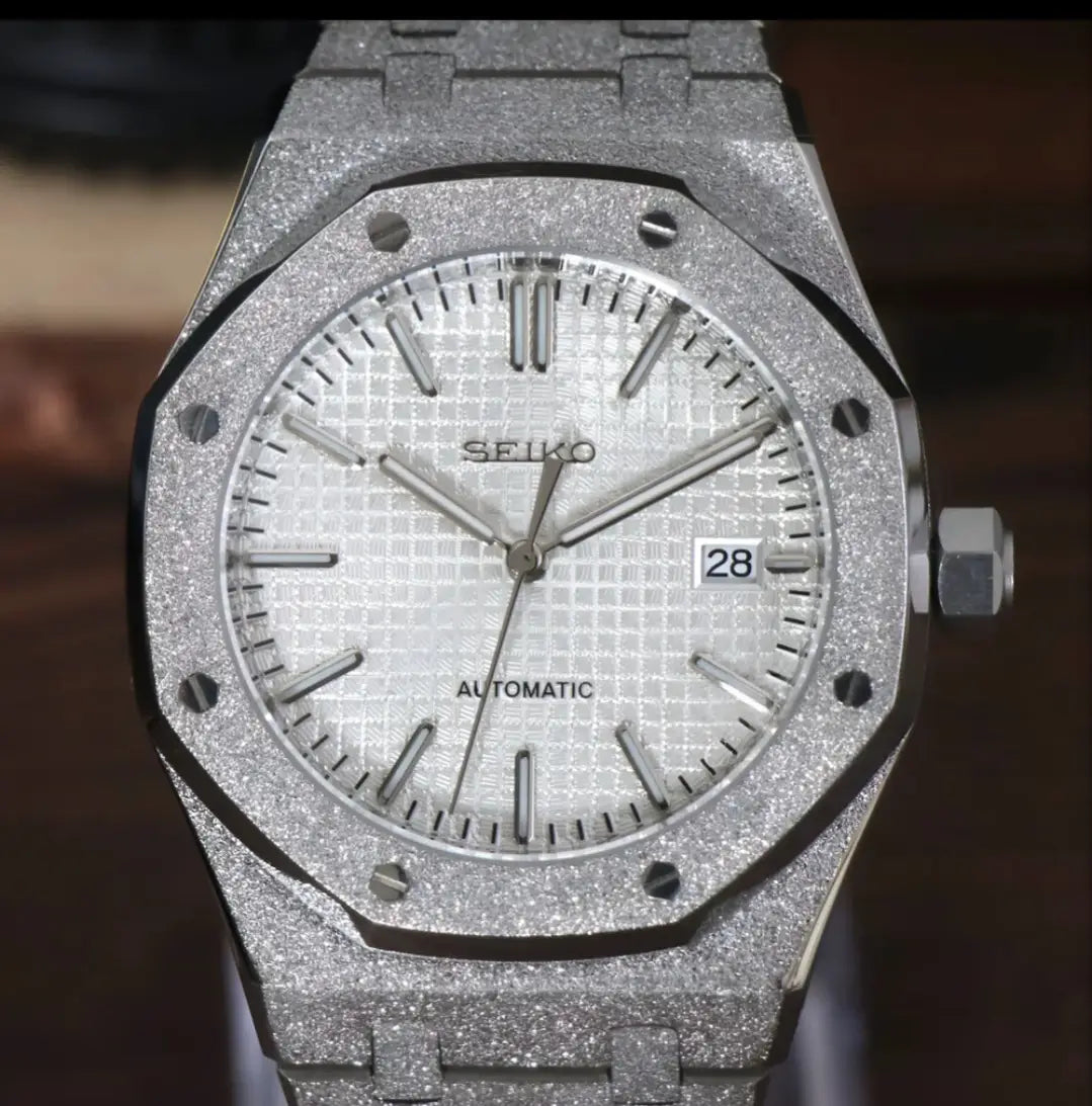 SEIKO MOD ROYAL OAK ICED WHITE WATCH - Wristwatch
