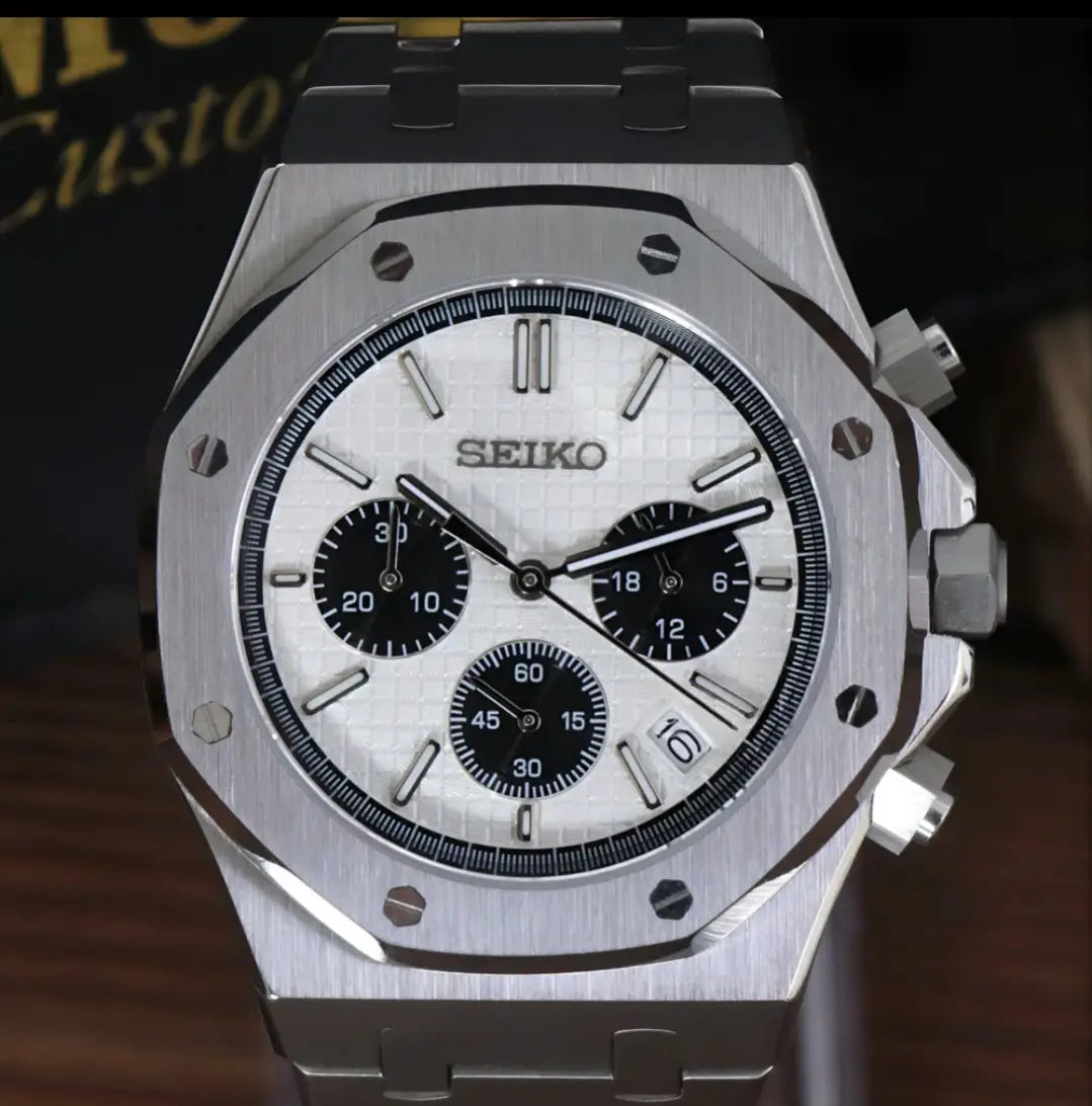 SEIKO MOD ROYAL OAK PANDA CHRONO WATCH - Wristwatch