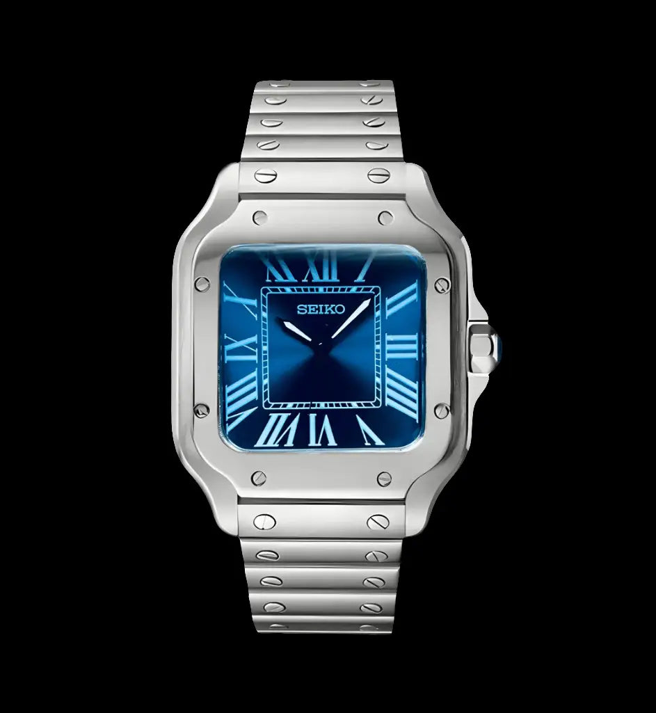 SEIKO MOD SANTOS BLUE WATCH - Wristwatch