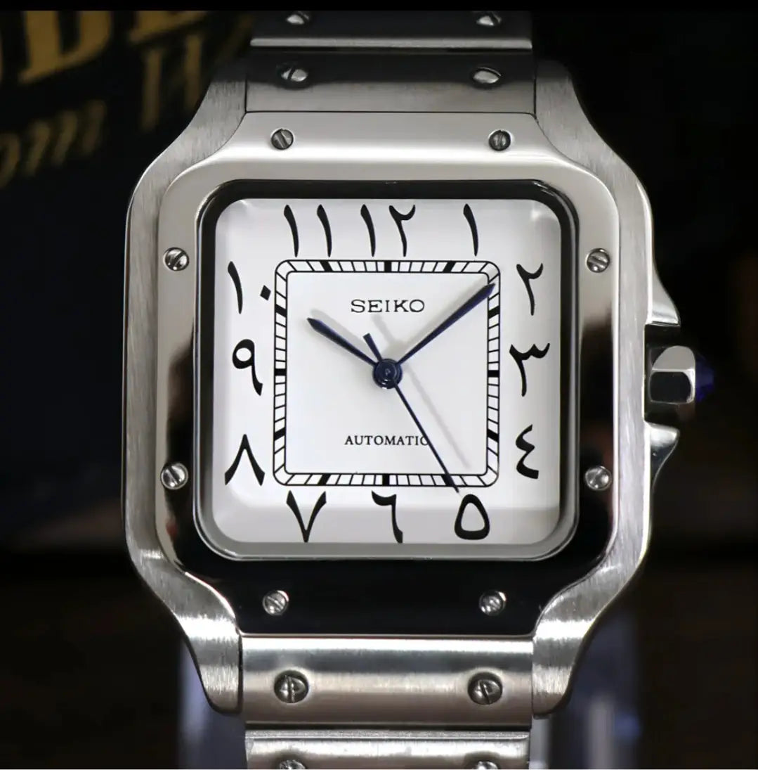 SEIKO MOD SANTOS WHITE ARABIC WATCH - Wristwatch