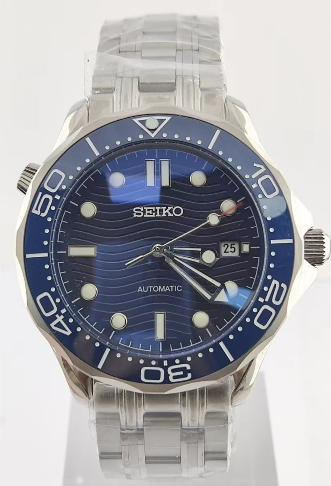 Seiko Mod Seamaster Blue Watch Wristwatch