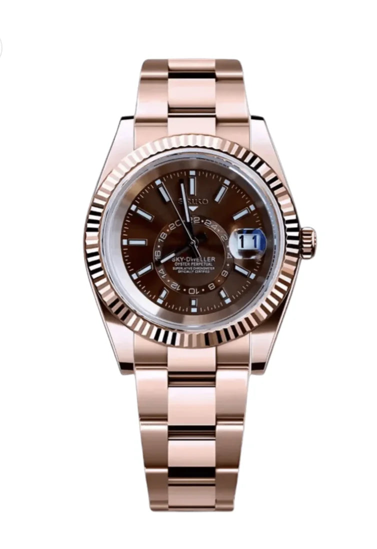 Seiko Mod Sky Dweller Rose Gold Watch Wristwatch