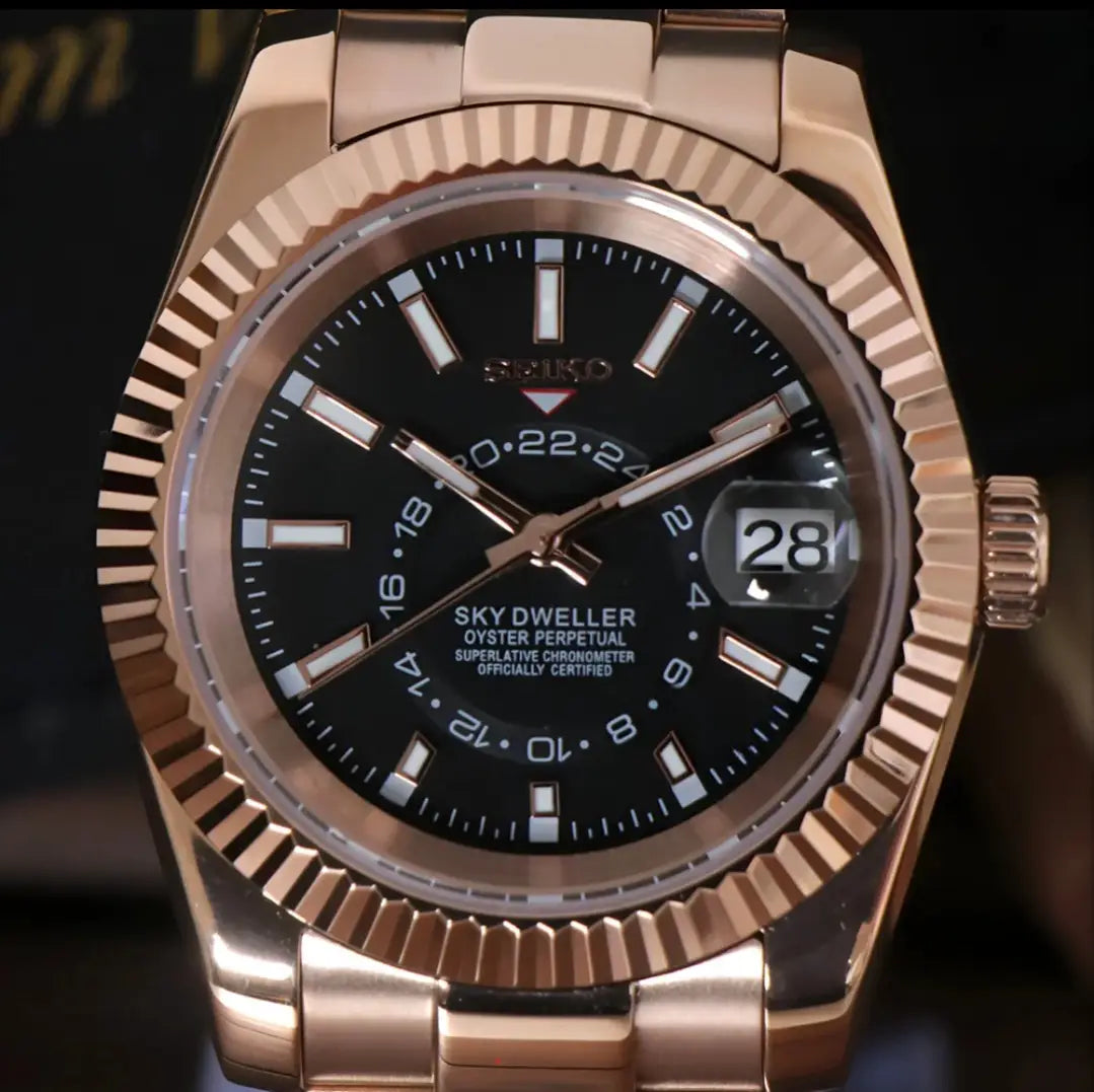 SEIKO MOD SKY DWELLER ROSE GOLD WATCH - Wristwatch