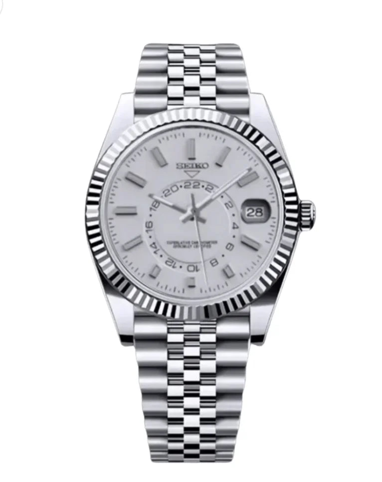 Seiko Mod Sky Dweller White Watch Wristwatch