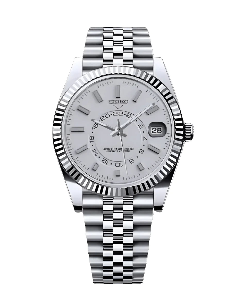 Seiko Mod Sky Dweller White Watch Wristwatch
