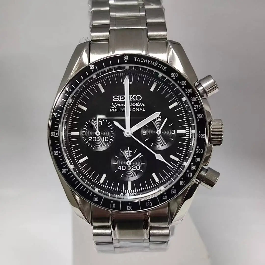SEIKO MOD SPEEDMASTER BLACK WATCH - Wristwatch