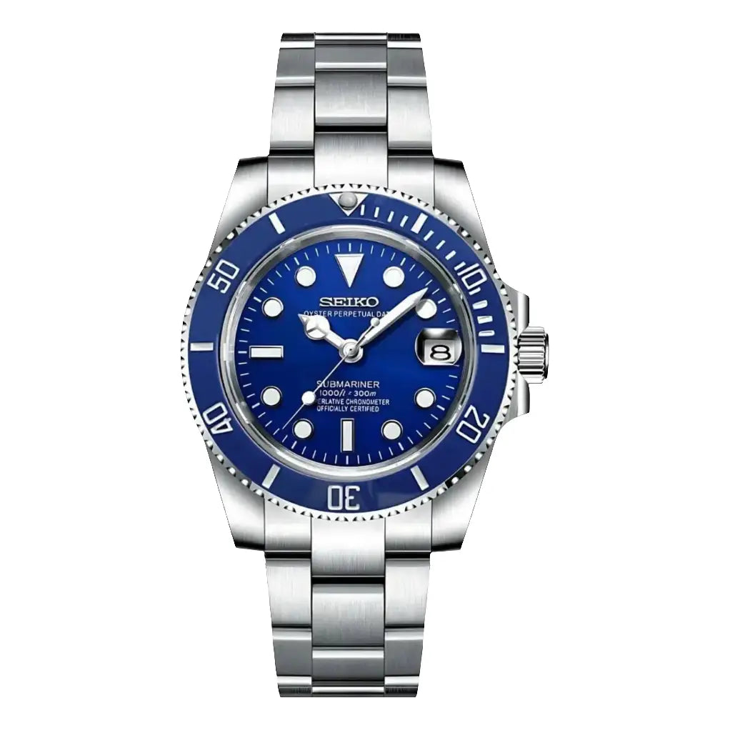 SEIKO MOD SUBMARINER BLUE WATCH - Wristwatch