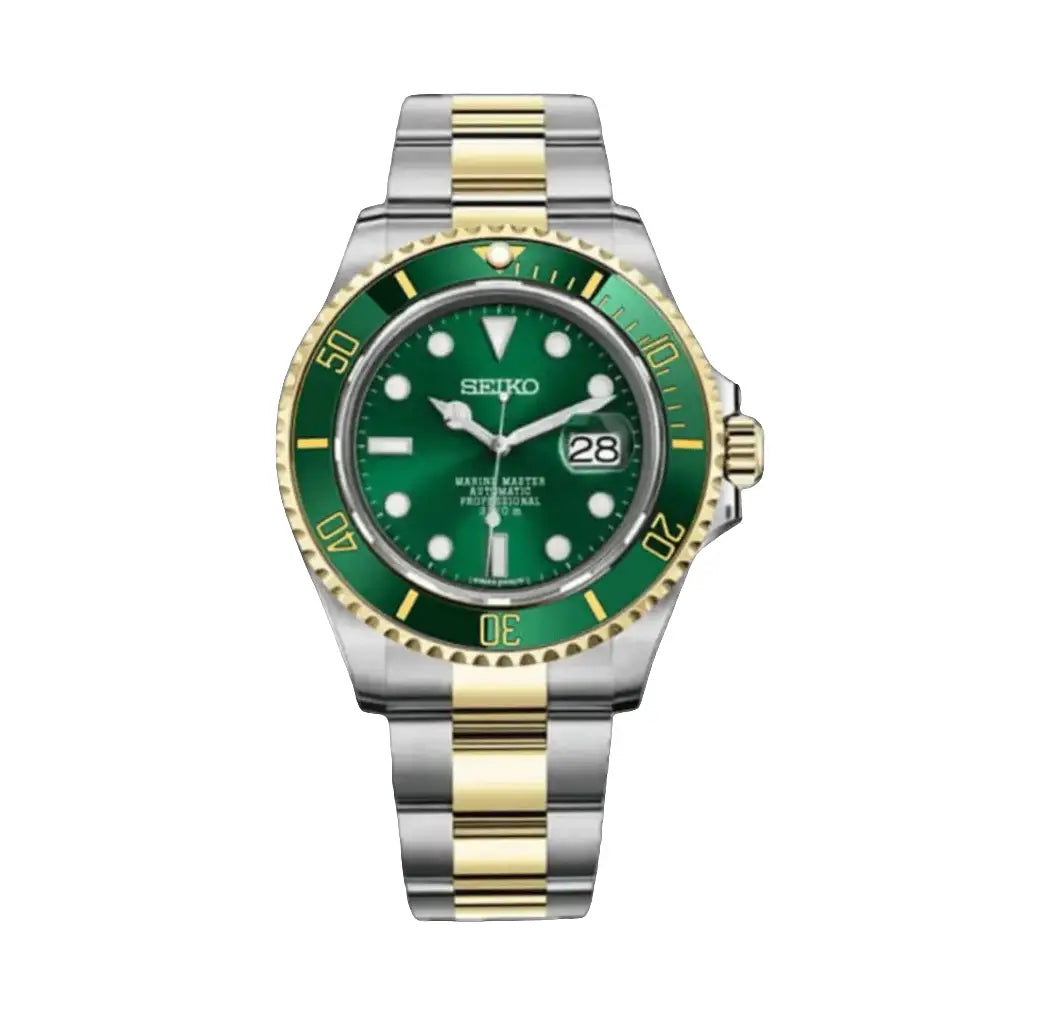 SEIKO MOD SUBMARINER TWO TONE GREEN WATCH - Wristwatch