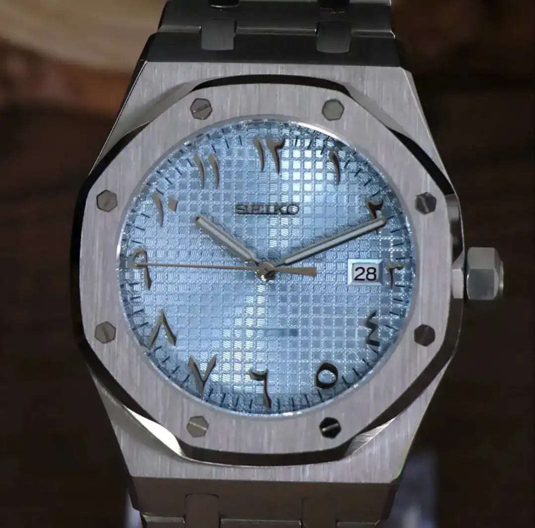 SEIKO MOD ROYAL OAK ICED BLUE ARABIC WATCH - Wristwatch