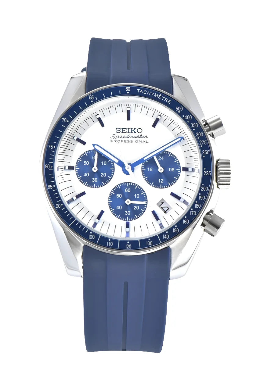Speedmaster Watch Mod Blue Edition Wristwatch