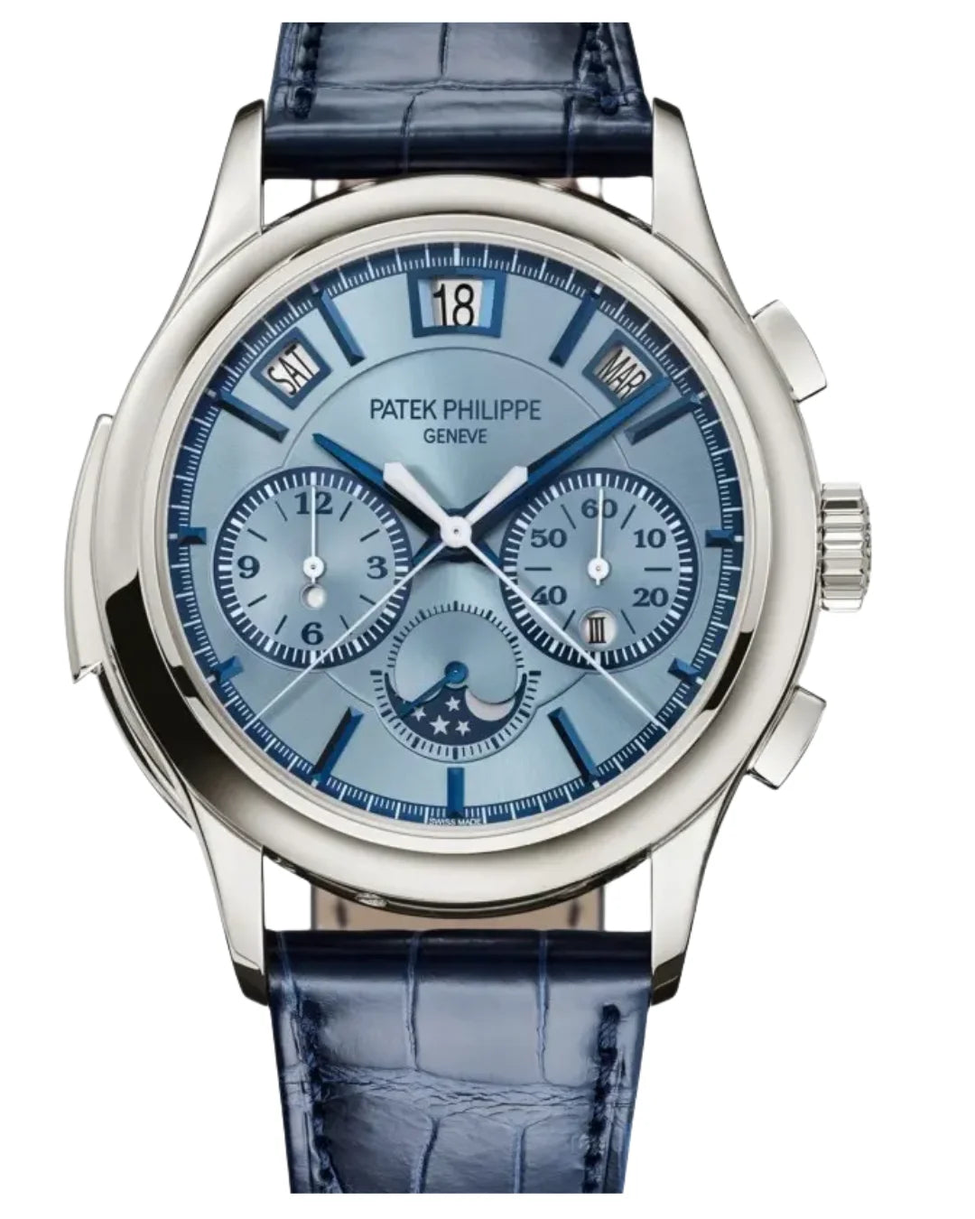Patek Philippe Sunburst Moon Chronograph 5308g-001 Blue Watch - Wristwatch
